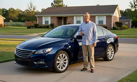 Car delivered to a driveway in Enterprise, Alabama, United States