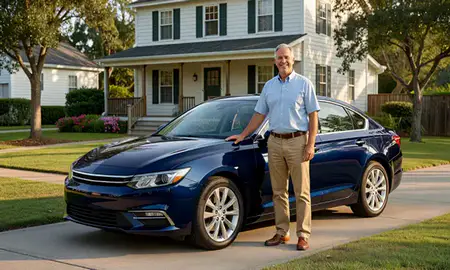 Customer with their delivered car in Fairhope, Alabama, United States