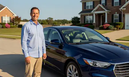 Car delivered to a driveway in Fairhope, Alabama, United States
