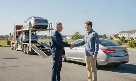Vehicle owner beside their delivered car in Fairhope, Alabama, United States