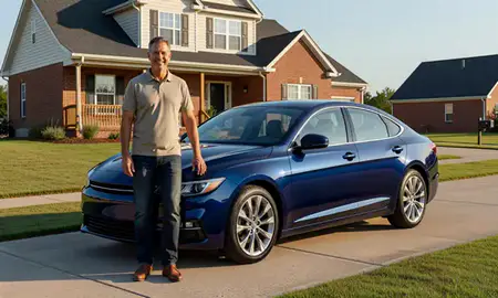 Customer with their delivered car in Florence, Alabama, United States