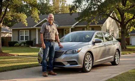 Customer with their delivered car in Gadsden, Alabama, United States