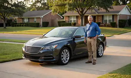 Car delivered to a driveway in Gadsden, Alabama, United States