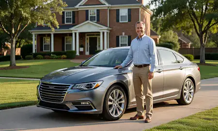 Customer with their delivered car in Homewood, Alabama, United States