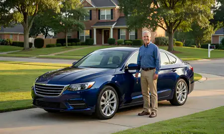 Car delivered to a driveway in Homewood, Alabama, United States