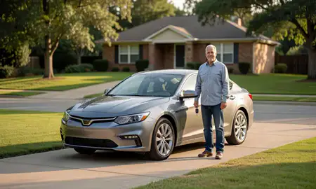 Car delivered to a driveway in Hoover, Alabama, United States