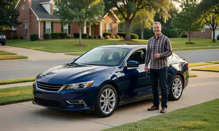 Car delivered to a driveway in Huntsville, Alabama, United States