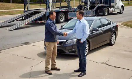 Vehicle owner beside their delivered car in Huntsville, Alabama, United States