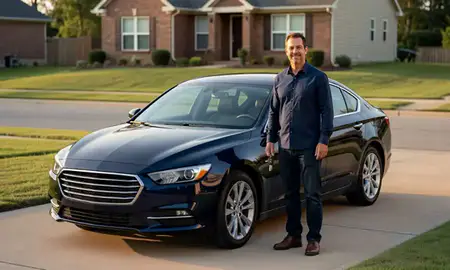 Car delivered to a driveway in Madison, Alabama, United States