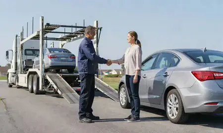 Vehicle owner beside their delivered car in Madison, Alabama, United States
