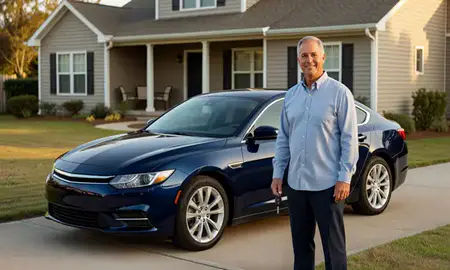 Car delivered to a driveway in Mobile, Alabama, United States
