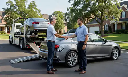 Vehicle owner beside their delivered car in Mountain Brook, Alabama, United States