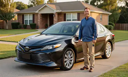 Car delivered to a driveway in Northport, Alabama, United States