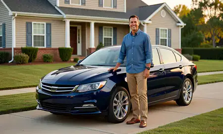 Customer with their delivered car in Opelika, Alabama, United States
