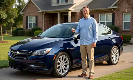 Car delivered to a driveway in Opelika, Alabama, United States