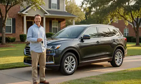Car delivered to a driveway in Oxford, Alabama, United States