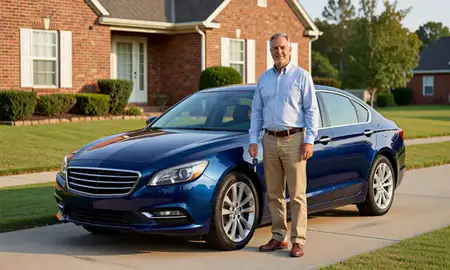 Car delivered to a driveway in Pelham, Alabama, United States