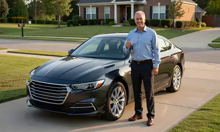 Car delivered to a driveway in Trussville, Alabama, United States