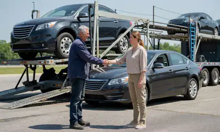 Vehicle owner beside their delivered car in Trussville, Alabama, United States