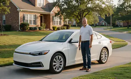 Car delivered to a driveway in Vestavia Hills, Alabama, United States