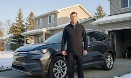Car delivered to a driveway in Anchorage, Alaska, United States