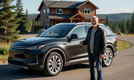 Car delivered to a driveway in Chena Ridge, Alaska, United States