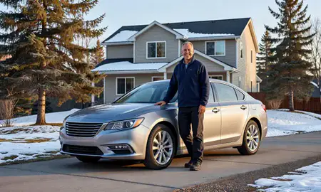 Customer with their delivered car in Fairbanks, Alaska, United States