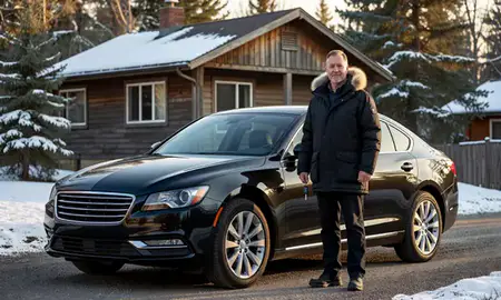 Car delivered to a driveway in Fairbanks, Alaska, United States