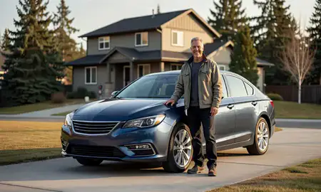 Customer with their delivered car in Farmers Loop, Alaska, United States