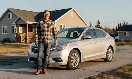 Customer with their delivered car in Fishhook, Alaska, United States