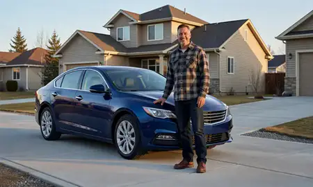 Customer with their delivered car in Gateway, Alaska, United States