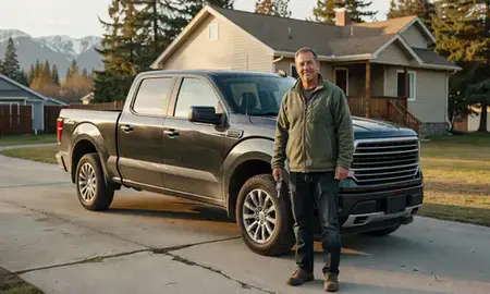 Car delivered to a driveway in Homer, Alaska, United States