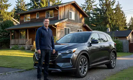 Car delivered to a driveway in Juneau, Alaska, United States