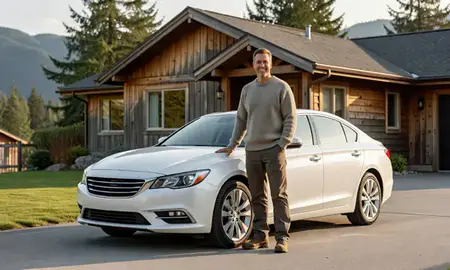 Customer with their delivered car in Ketchikan, Alaska, United States