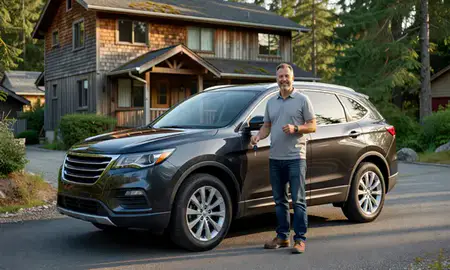 Car delivered to a driveway in Ketchikan, Alaska, United States