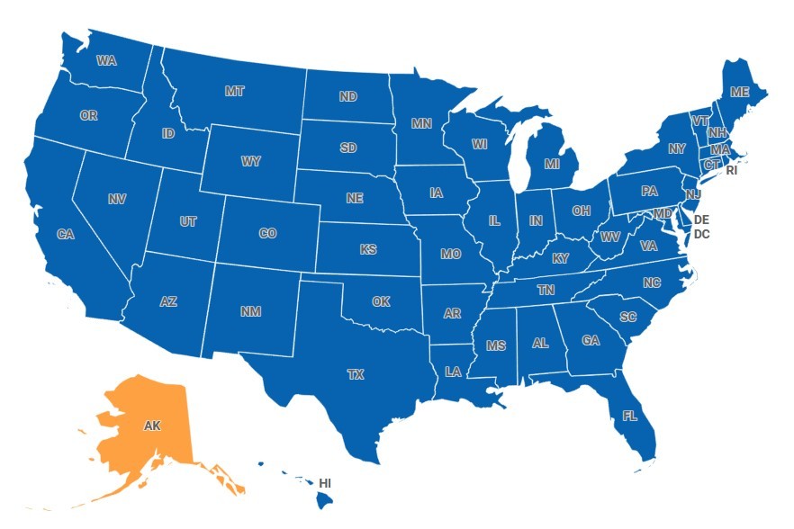 Map of Alaska, USA