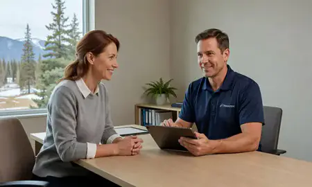 Customer discussing car shipping options in Meadow Lakes, Alaska, United States
