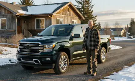 Car delivered to a driveway in Nikiski, Alaska, United States