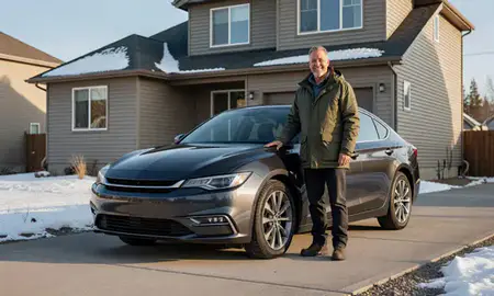 Customer with their delivered car in North Lakes, Alaska, United States