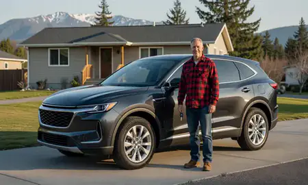 Car delivered to a driveway in Palmer, Alaska, United States