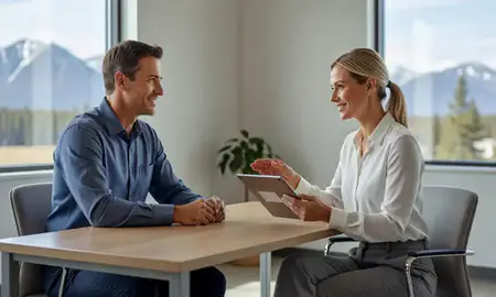 Customer discussing car shipping options in Palmer, Alaska, United States