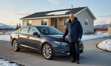 Customer with their delivered car in Soldotna, Alaska, United States