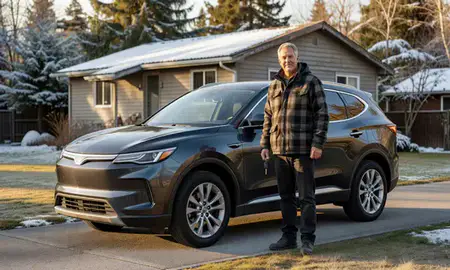 Car delivered to a driveway in Soldotna, Alaska, United States