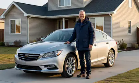 Customer with their delivered car in South Lakes, Alaska, United States