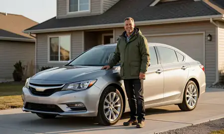 Customer with their delivered car in Steele Creek, Alaska, United States