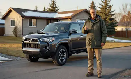 Car delivered to a driveway in Tanaina, Alaska, United States