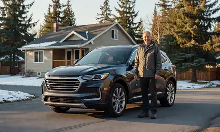 Car delivered to a driveway in Valdez, Alaska, United States