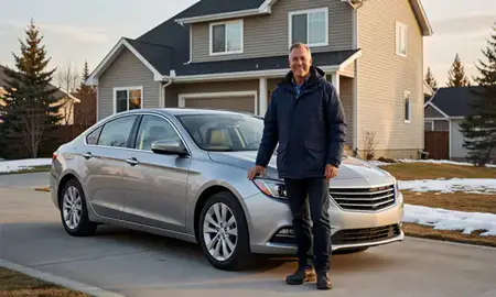 Customer with their delivered car in Wasilla, Alaska, United States