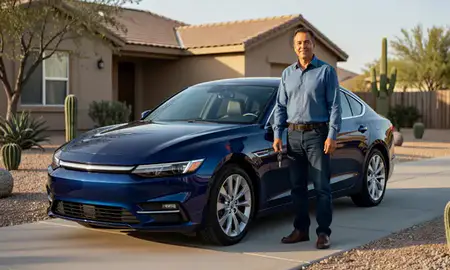 Car delivered to a driveway in Arizona, United States