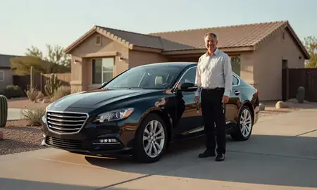 Car delivered to a driveway in Apache Junction, Arizona, United States